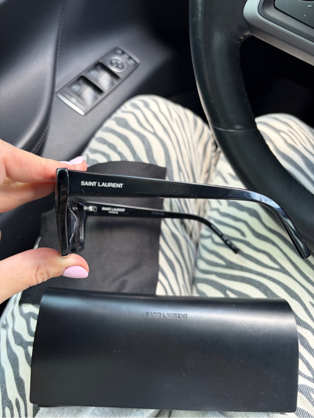 Saint Laurent Women’s Black Glossy Cat-Eye Sunglasses - Picture 2 of 12